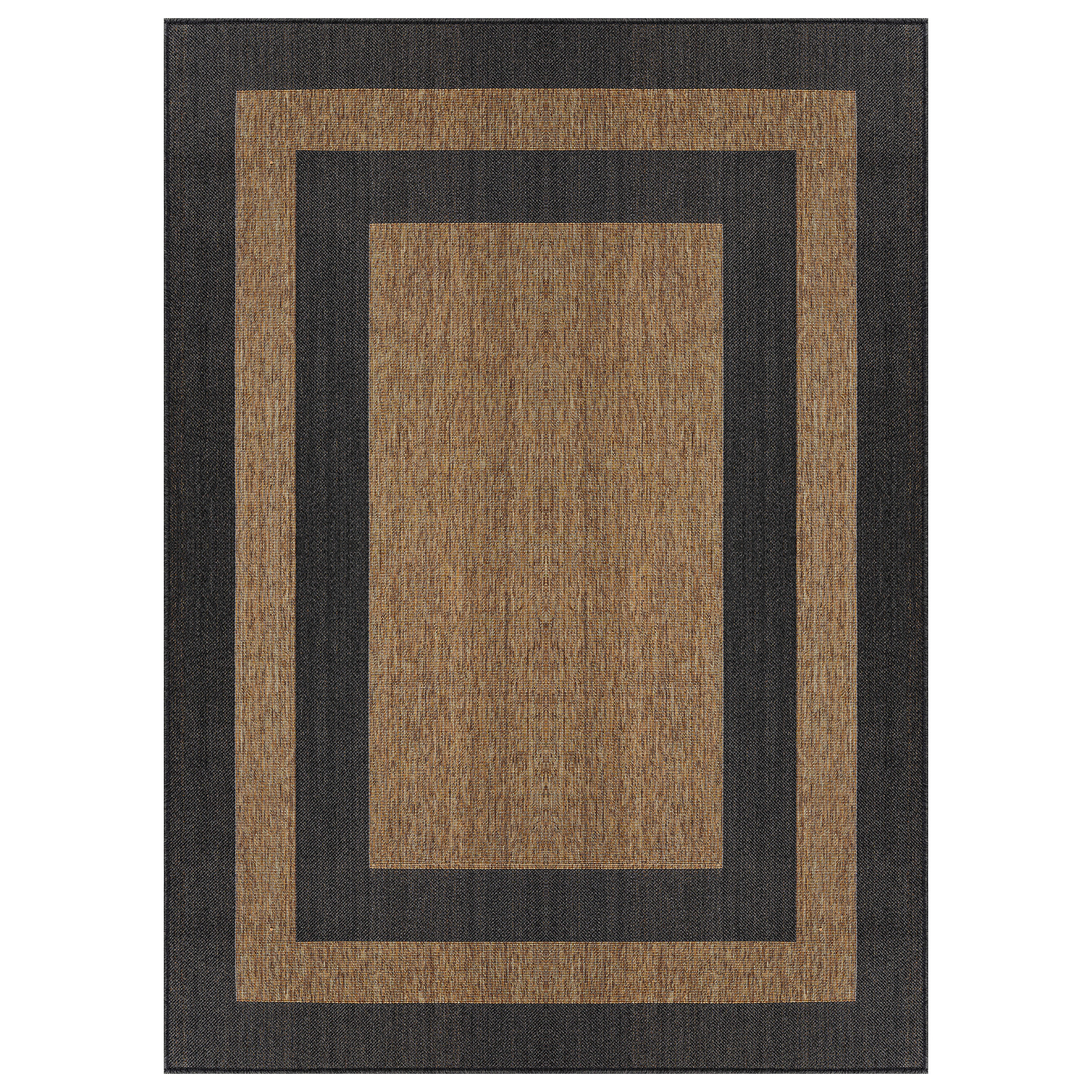 World Rug Gallery Geometric Border Indoor/Outdoor Flat Woven Area - Natural Jute-Style