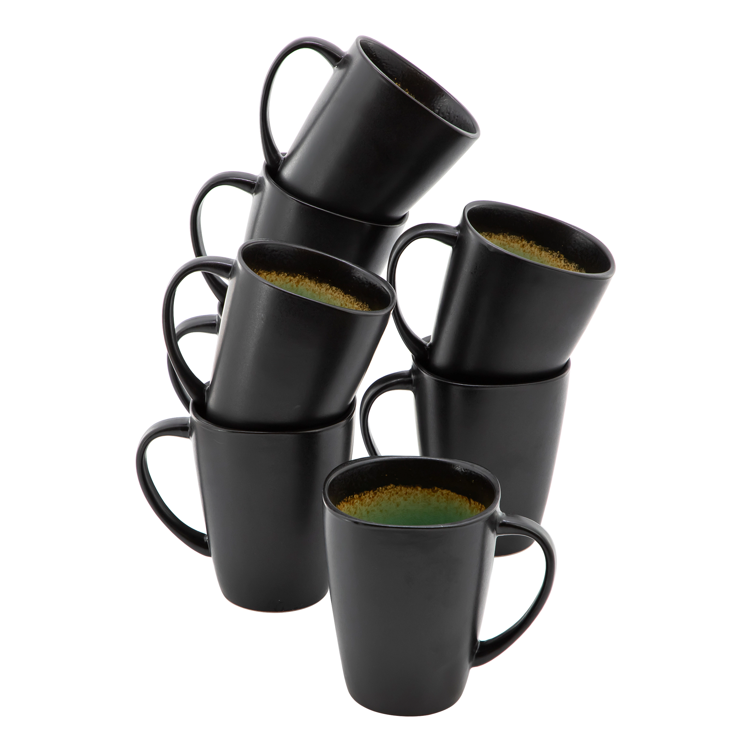 Gibson Elite Ocean Paradise 8 Piece 14 Ounce Square Stoneware Mug Set in Jade