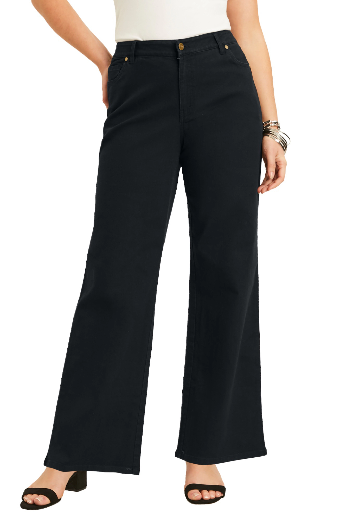 June & Vie Women's Plus Curvie Fit Wide-Leg Jeans