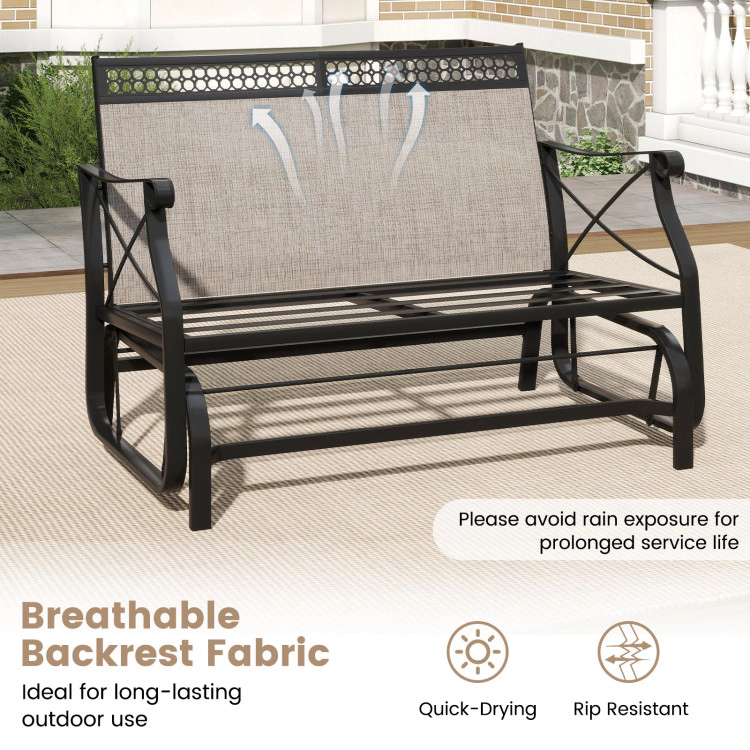 Hivvago Outdoor 2-Person Glider Rocking Chair Loveseat With Thick Cushions And Metal Frame