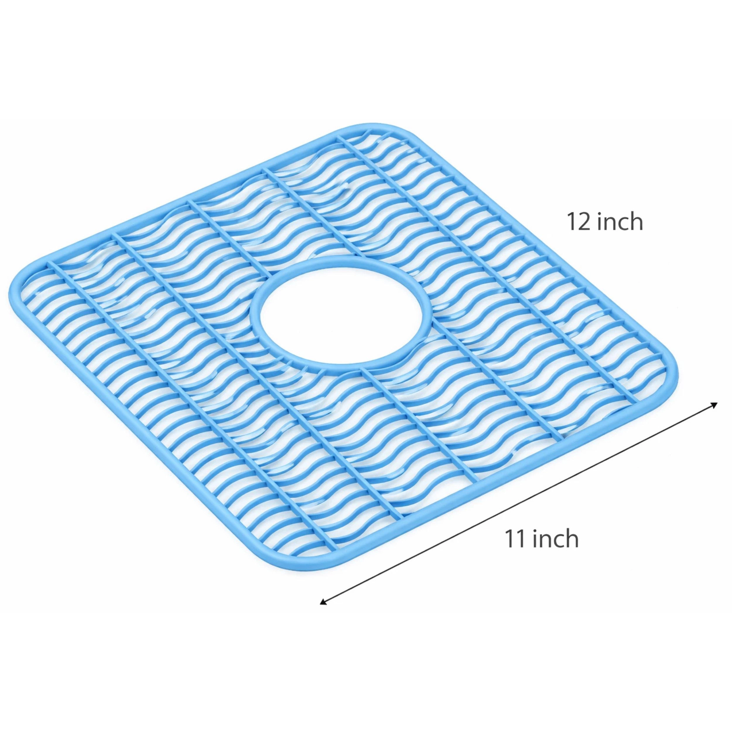 Home Collection Light Blue Kitchen Sink Protector Mat 12" x 11"