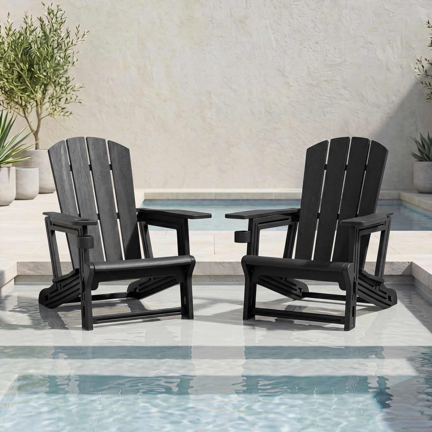 LJG HDPE Adirondack Chairs with Realistic Wood Grain for Backyard Lawn