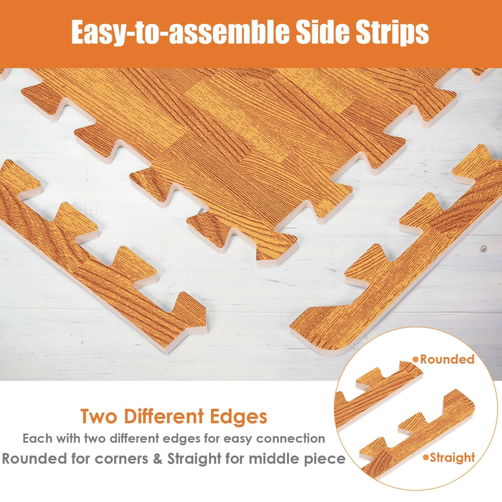 SlickBlue 12-Piece EVA Foam Floor Mat Set with Edge Strips, 8' x 6'
