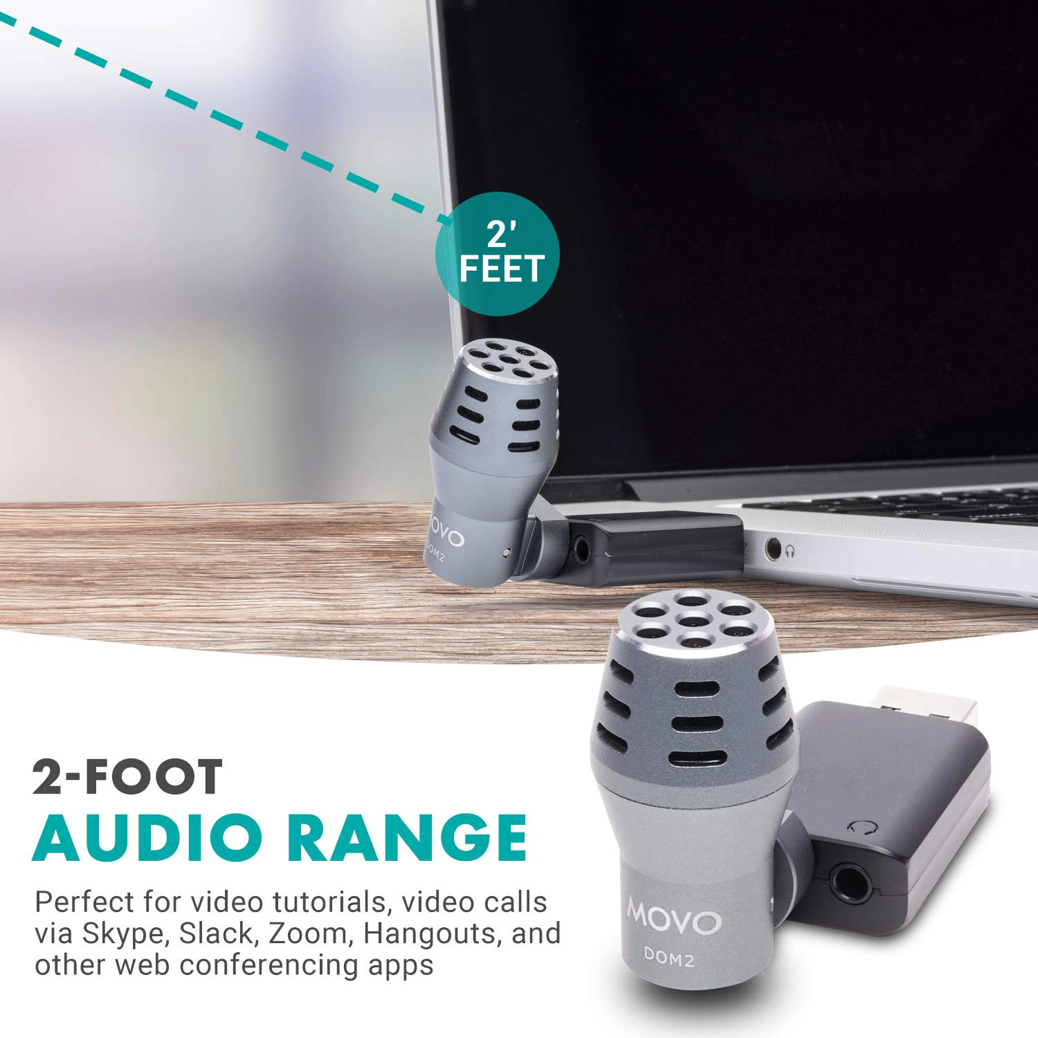 Movo DOM2-USB Mini Omnidirectional USB Computer Microphone for PC and Mac