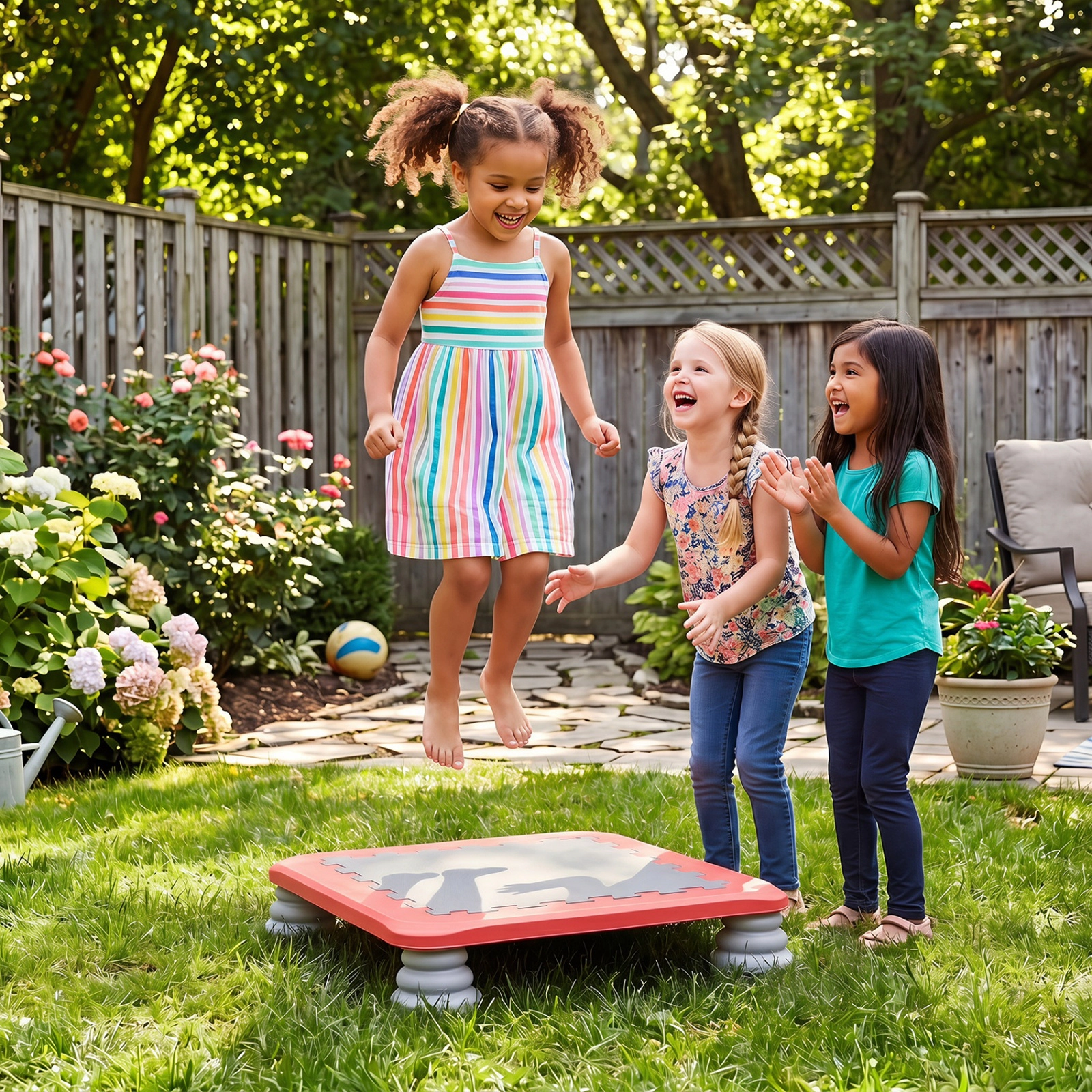 SUGIFT 25.5-in Kids Mini Trampoline with Honeycomb Bottom & 4 Removable Non-Slip Foot Pads 220-lb Capacity 3+ Years Red