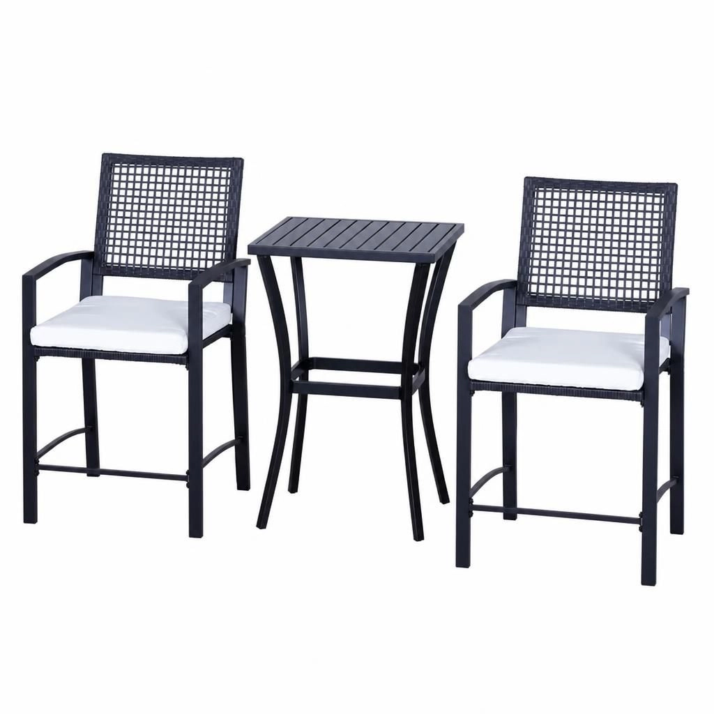 WOW PIONEER Compact Weather Resistant Outdoor Patio Rattan Conversation Set for Balcony Backyard Porch Garden Poolside