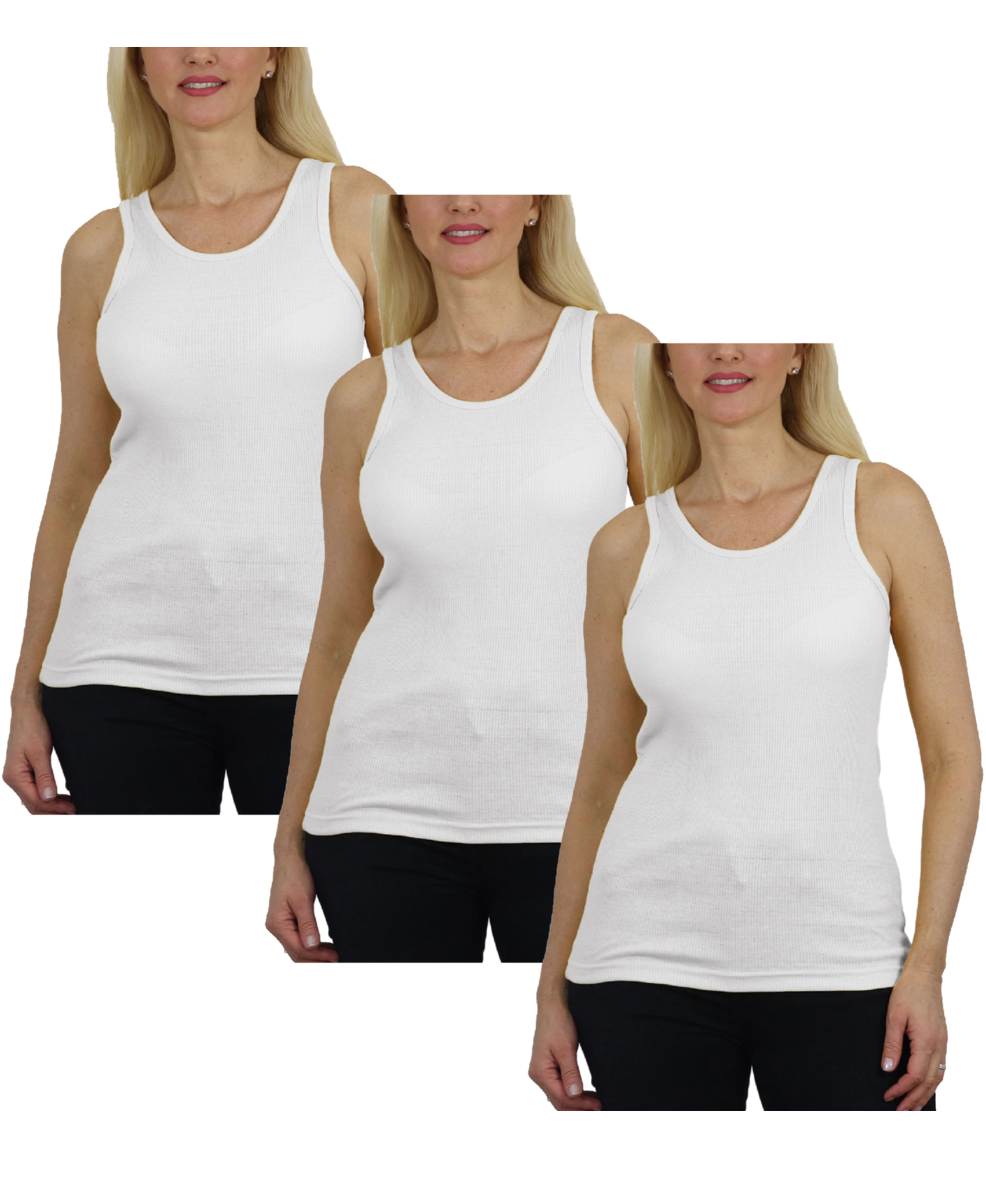 Galaxy By Harvic Women's Loose Fit Ribbed Tank Top-3 Pack