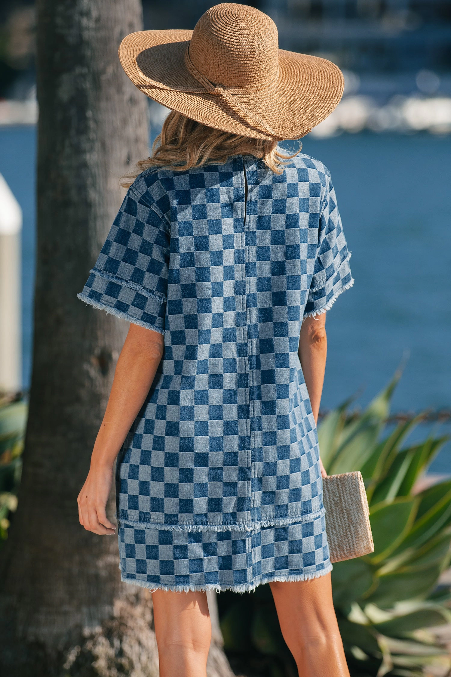 Threaded Pear Women's Jessie Hem Checkered Mini Dress