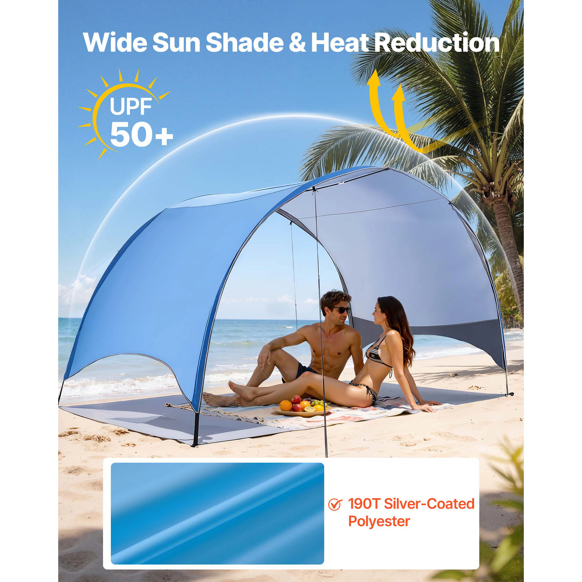 HONGGE Beach Tent Sun Shelter for UPF 50+ Protection Portable Sun Shade Canopy with Carrying Bag & Ground Stakes