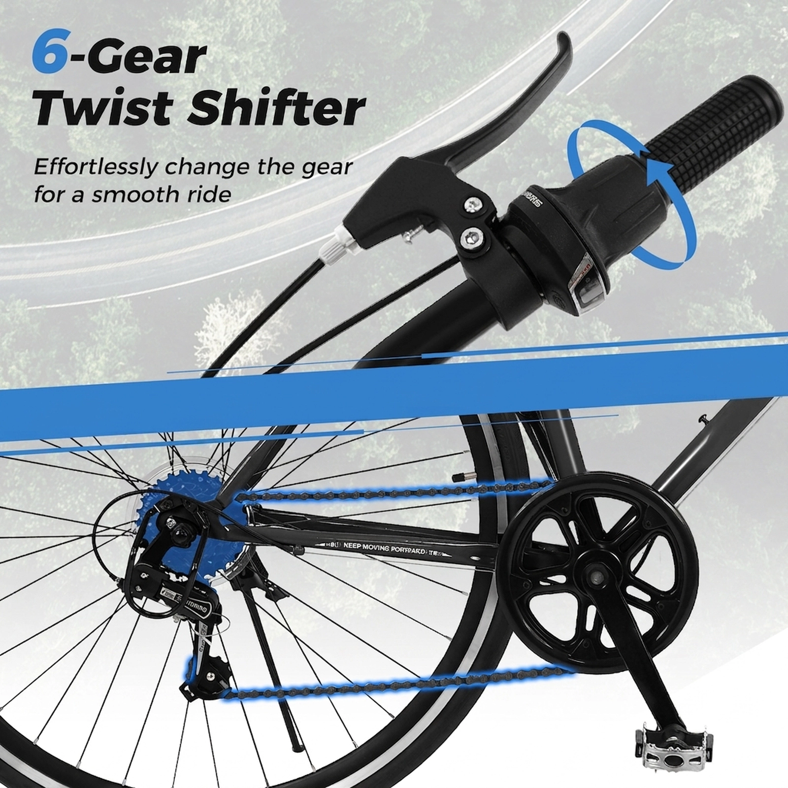 26-in Mountain Bike with Saddle Adjustable 35.5-in to 42-in 6-Speed and All-Terrain Tires 85 Percent Assembled Bicycle
