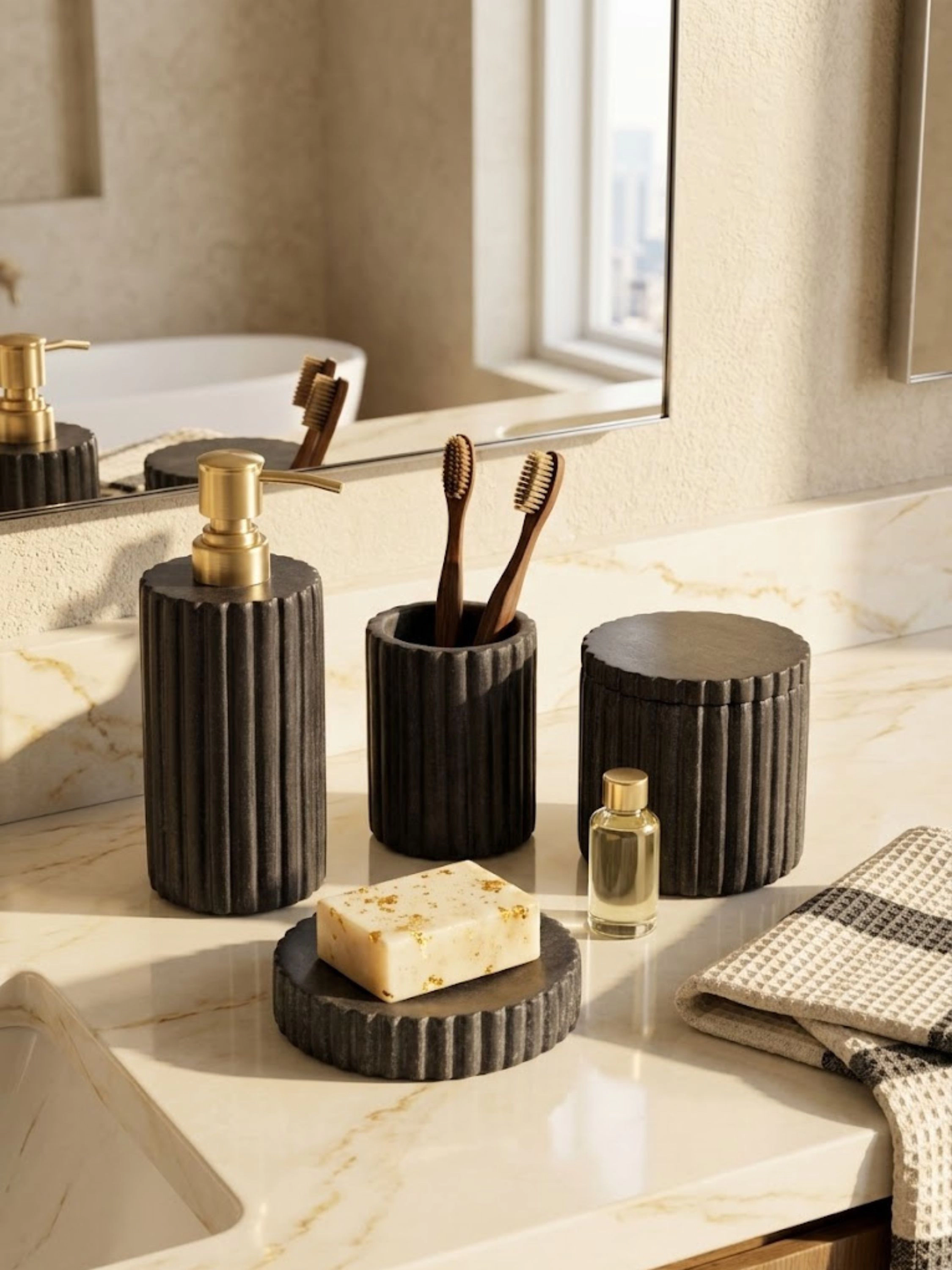 GAURI KOHLI Roksana White Marble Bath Accessories
