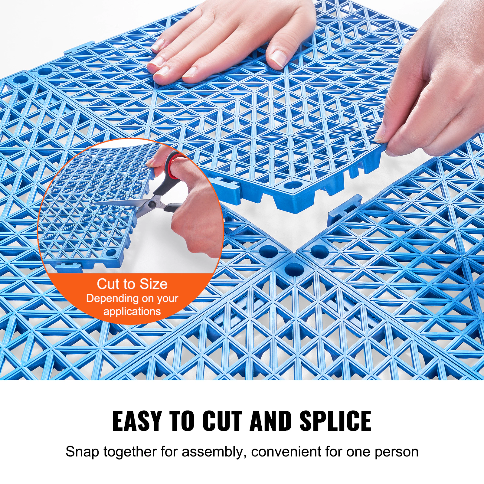 HONGGE Interlocking Drainage Tile, 12x12 In Soft PVC, 55-Piece Set, Non-Slip Blue Flooring for Bathroom, Kitchen & Pool