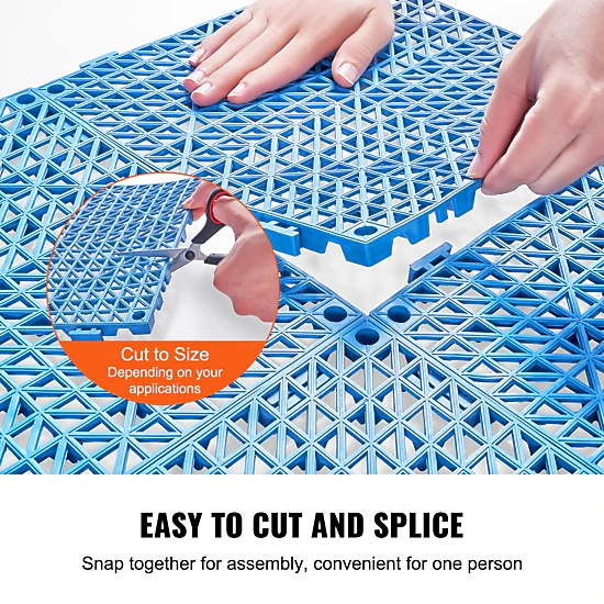HONGGE Interlocking Tile Drainage Tiles 12" x 12" Splicing Soft PVC Interlocking Drainage Floor Tiles Non-Slip Drainage