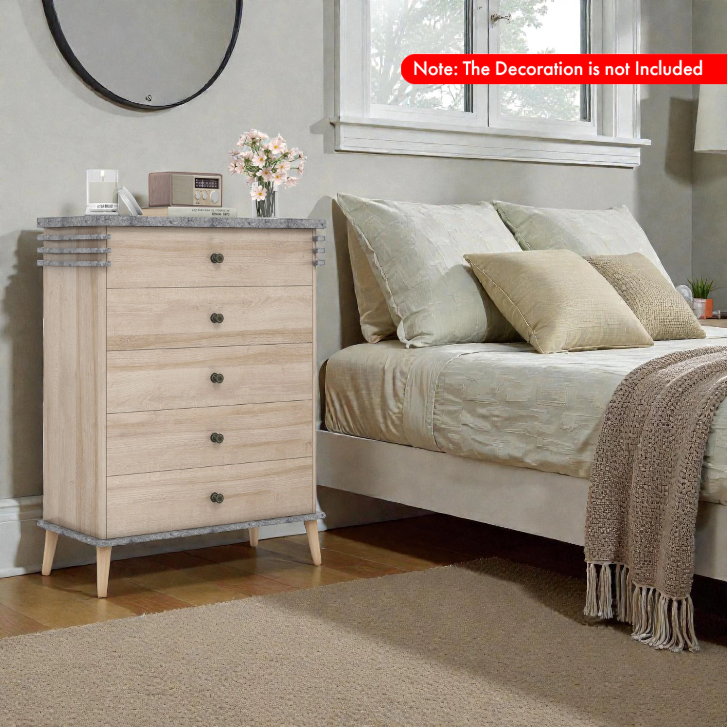 Hivvago Tall Rustic-Style Dresser Chest for Bedroom Storage