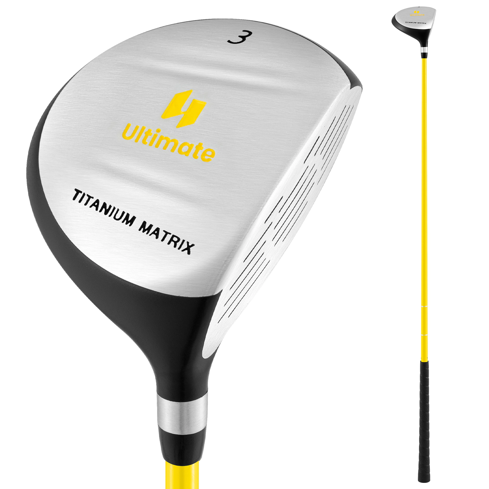 LJG 34 Inch 165CC Junior #3 Fairway Wood Golf Club with Fiberglass Shaft for Kids Ages 8-10