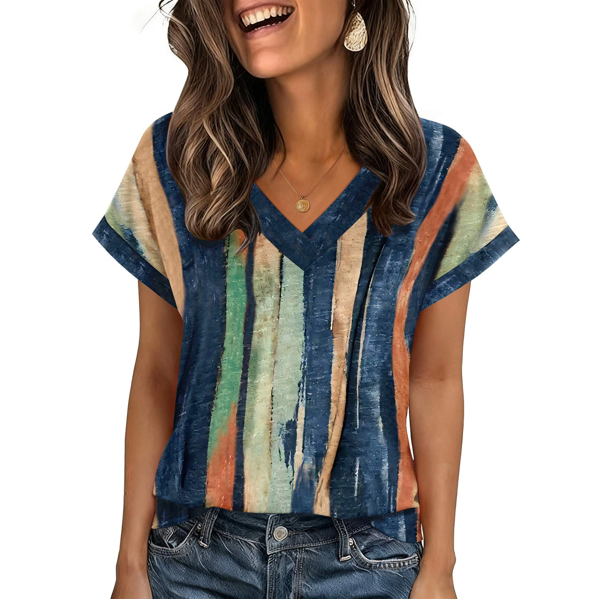 Zeagoo Women Boho Short Sleeve Blouse