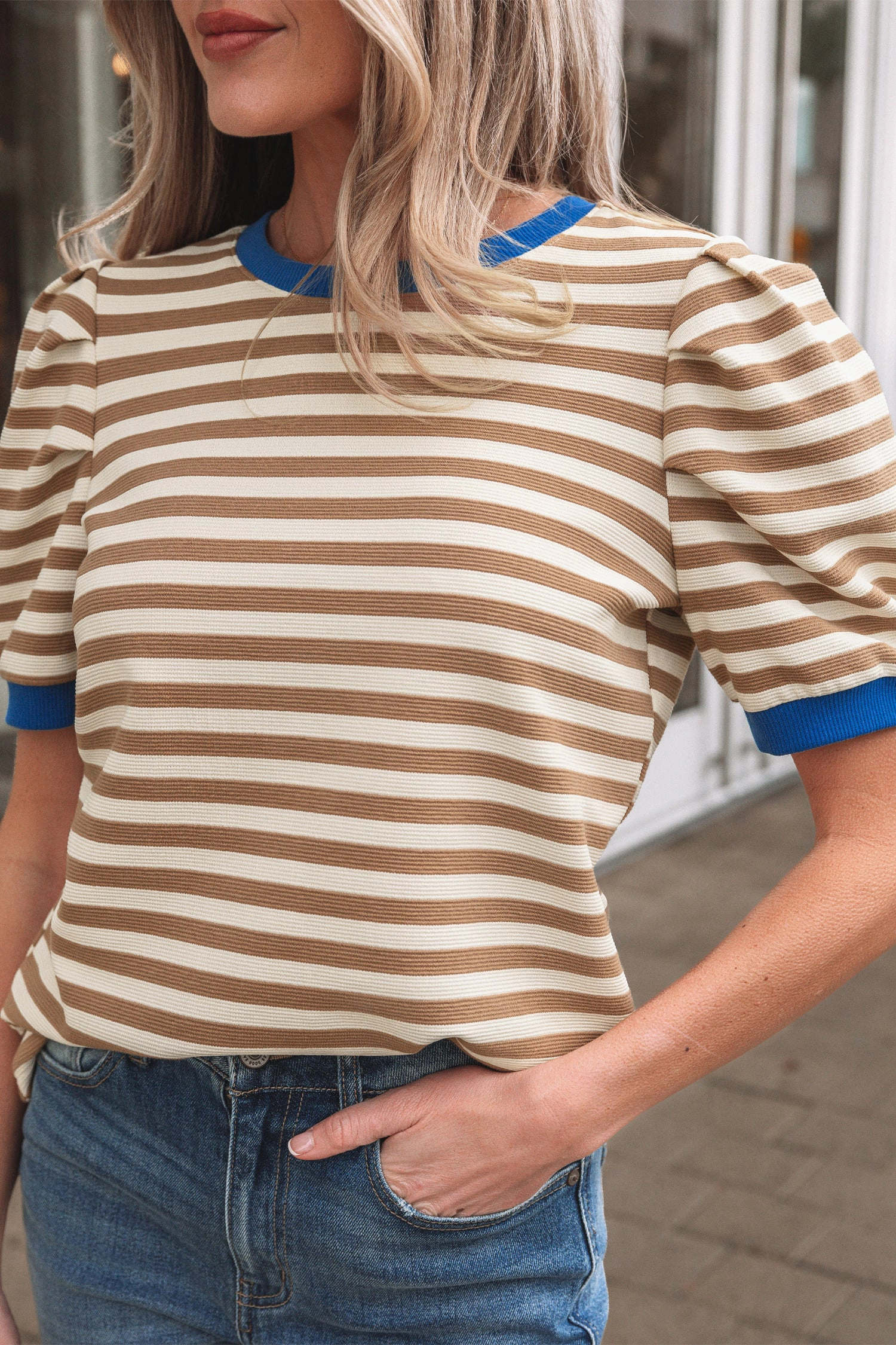 Threaded Pear Women's Elora Sleeve Contrast Trim Tee