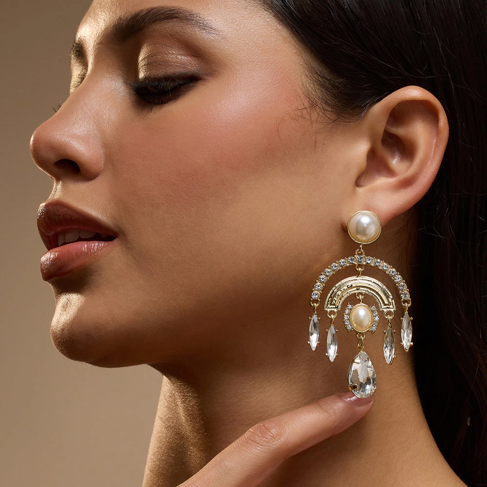 SOHI Women's Crystal Silver the Lustre Drop Earrings