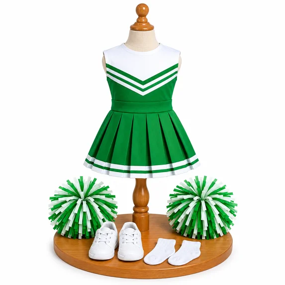 MBD® 18 Inch Doll Clothes- Green and White Cheerleader Outfit Fits 18 Inch Kennedy and Friends Dolls