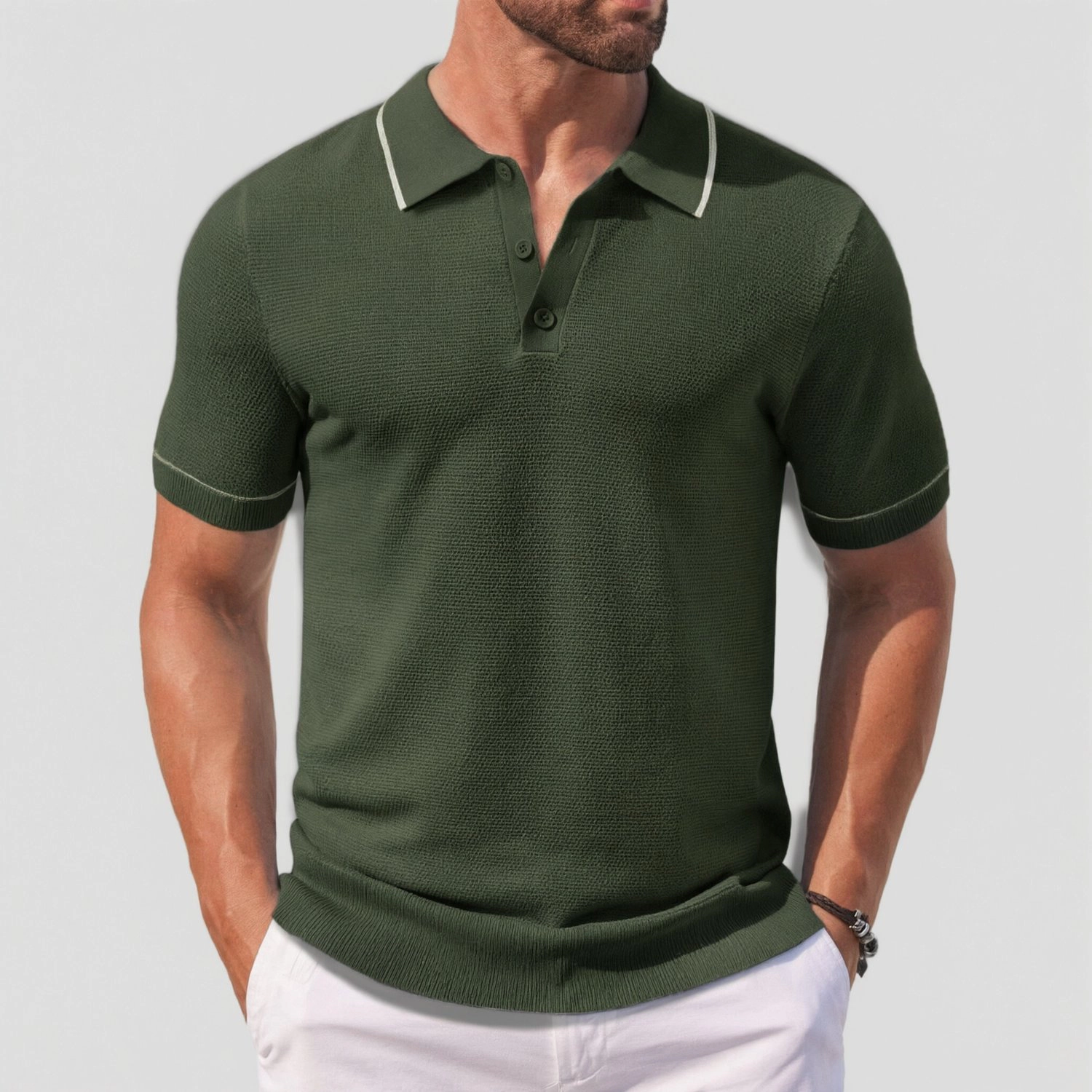 COOFANDY Mens Short Sleeve Polo Shirt Contrast Piping Collar Casual  Top