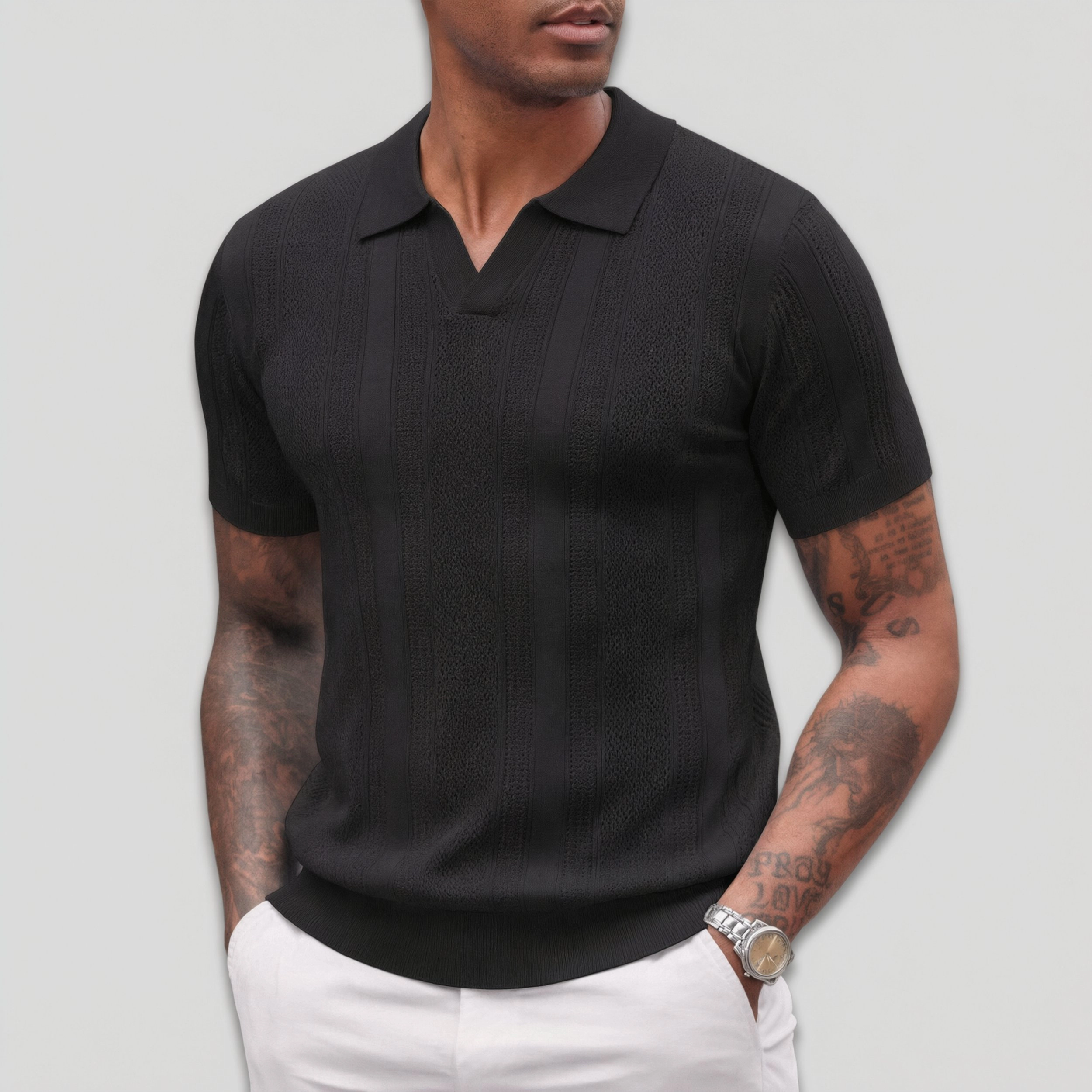 COOFANDY Men's Regular Fit Textured Knit Short Sleeve Polo Shirt
