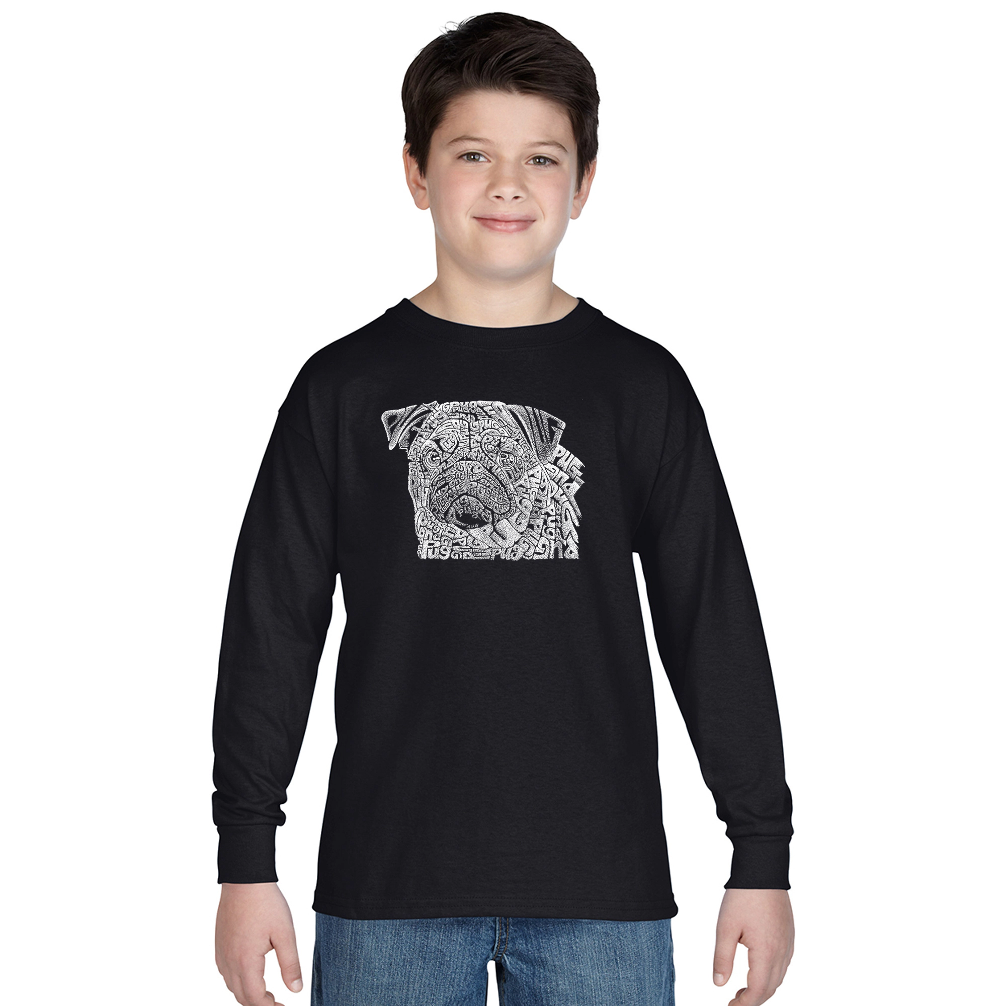 LA Pop Art Boys Long Sleeve T-Shirt -  Pug Face