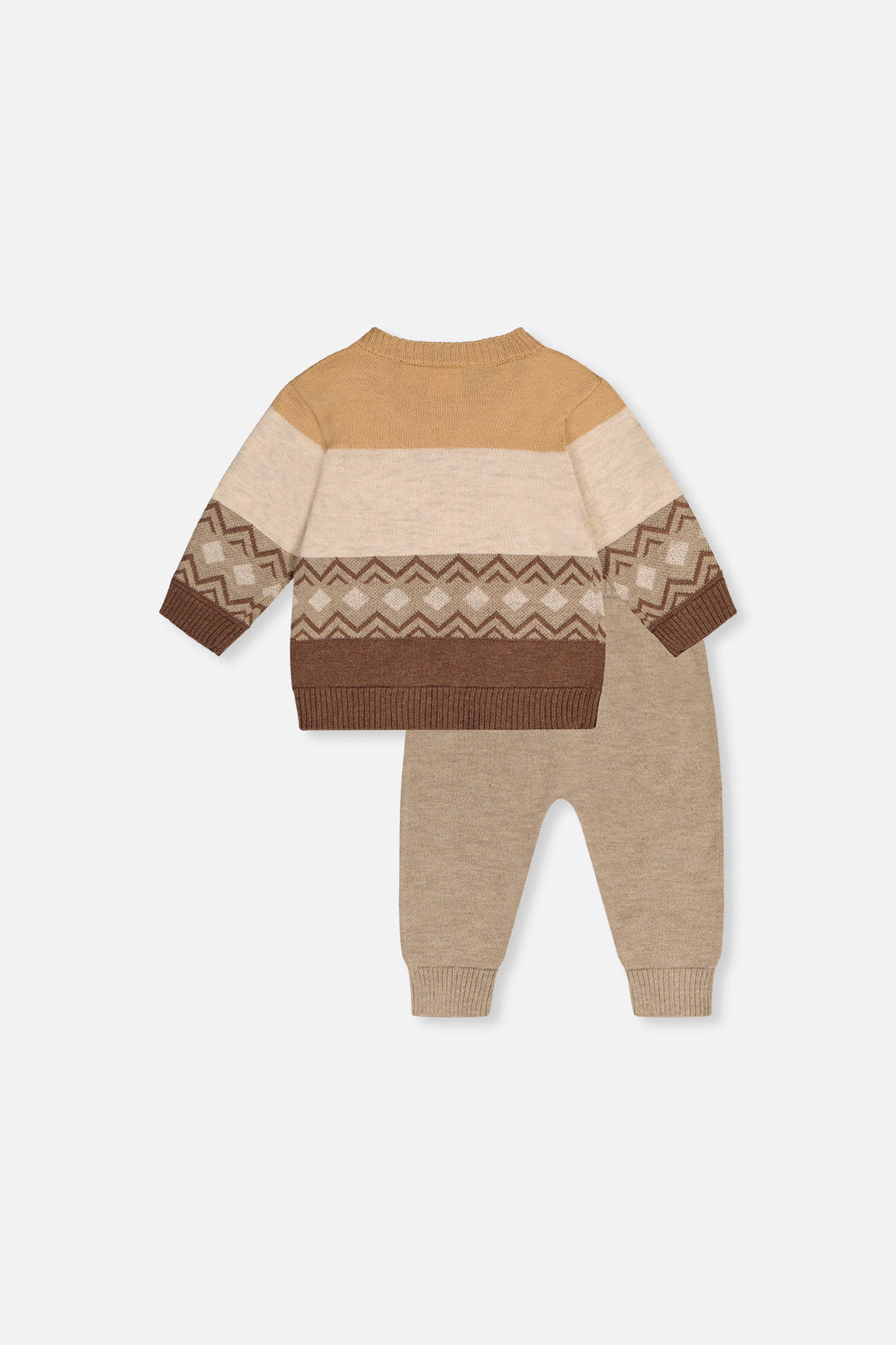 Deux par Deux Boys Knitted Hedgehog Intarsia Fair Isle Sweater and Pants Set