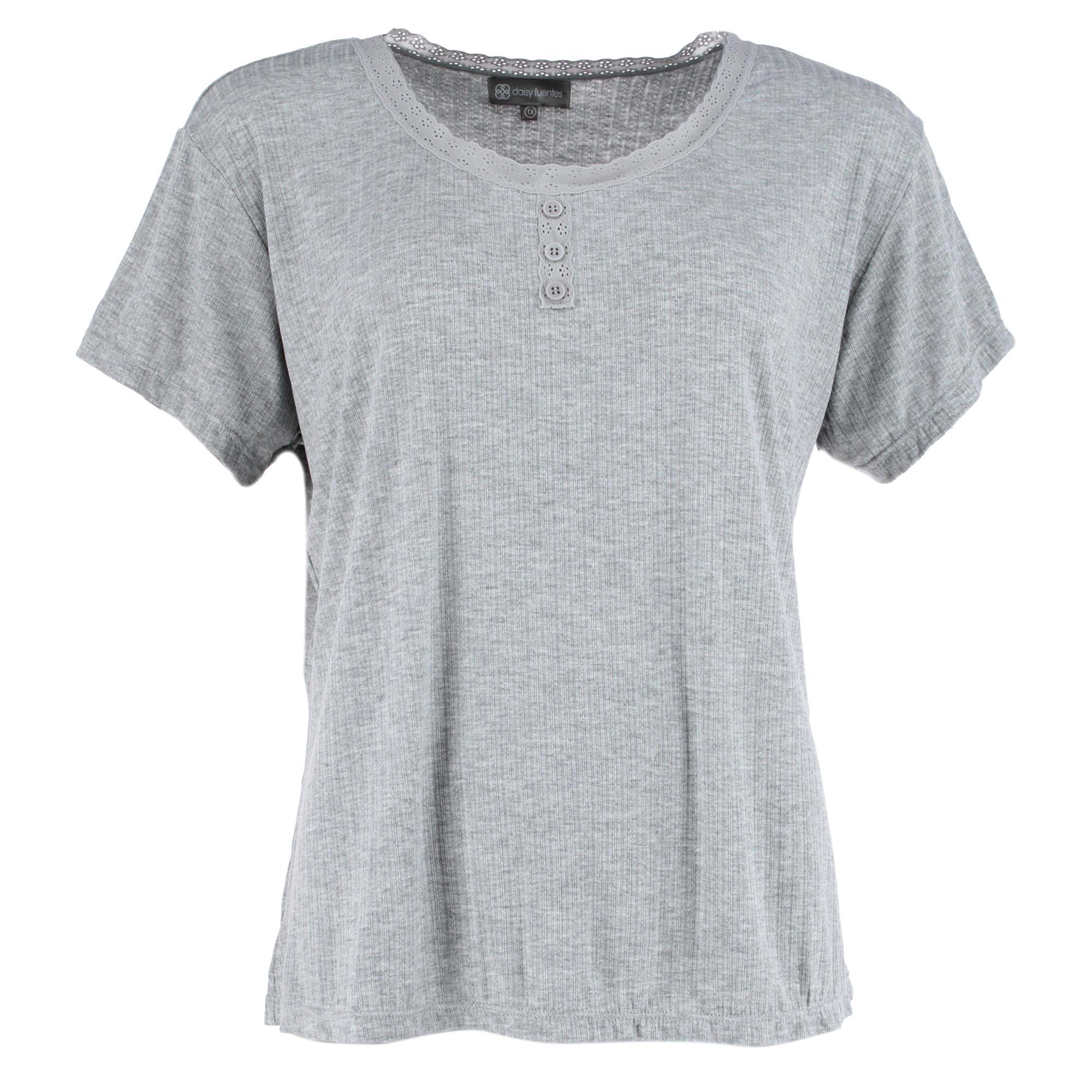 Daisy Fuentes Women's Plus Short Sleeve Pointelle Pajama Set
