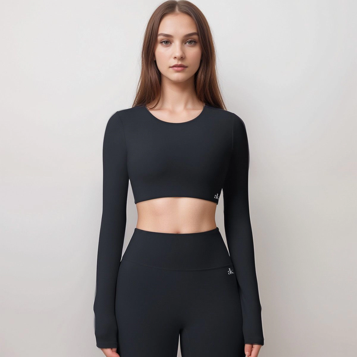 Anna-Kaci Women's Active Crop Top with Crew Neckline Seamless Stretch Fit and Thumbhole Cuffs