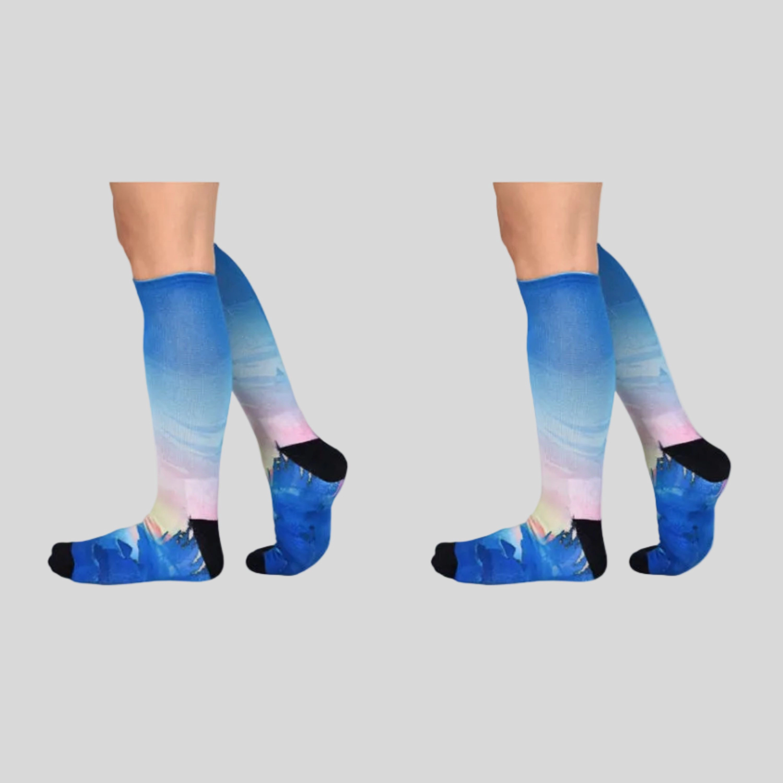 Wear Sierra Women's Knee-High Sunset Stream Design Pair Pack Socks