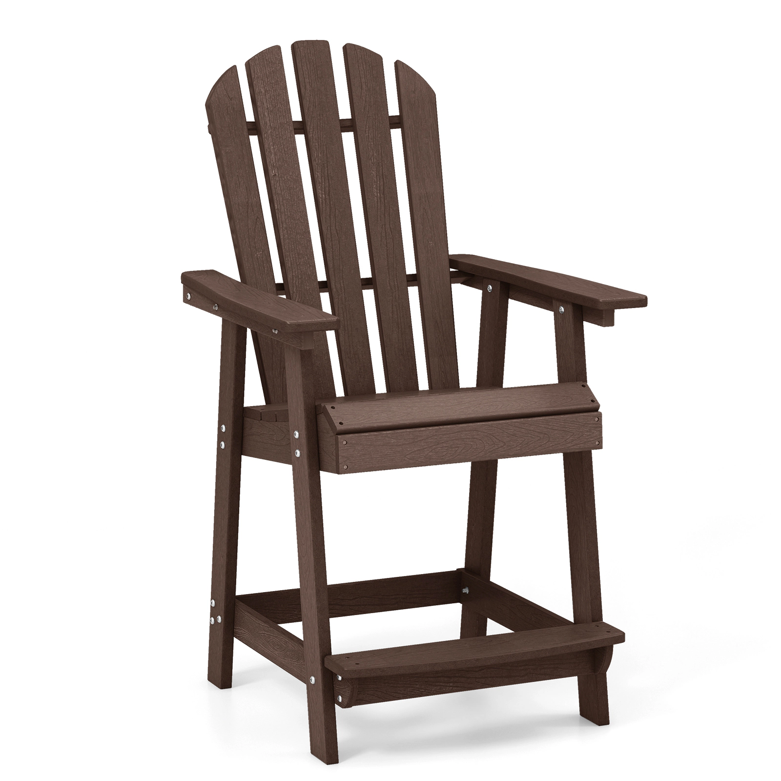 Hivvago HDPE Outdoor and Indoor Chair with Armrests Built-in Footrest