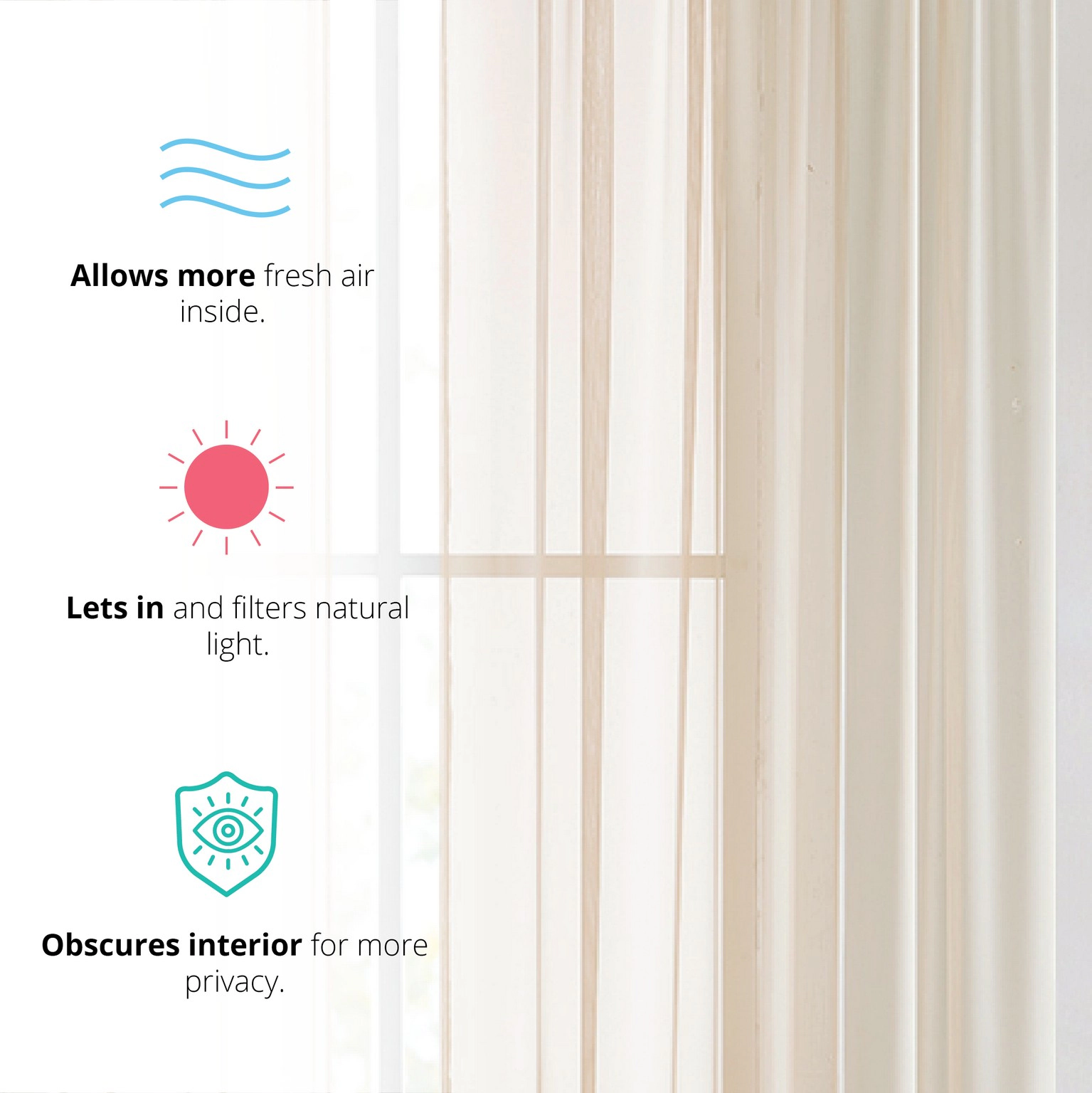 HLC.ME Window Curtain Sheer Voile Panels for Curtains Windows, Kitchen, Living Room and Bedroom - Set of 2
