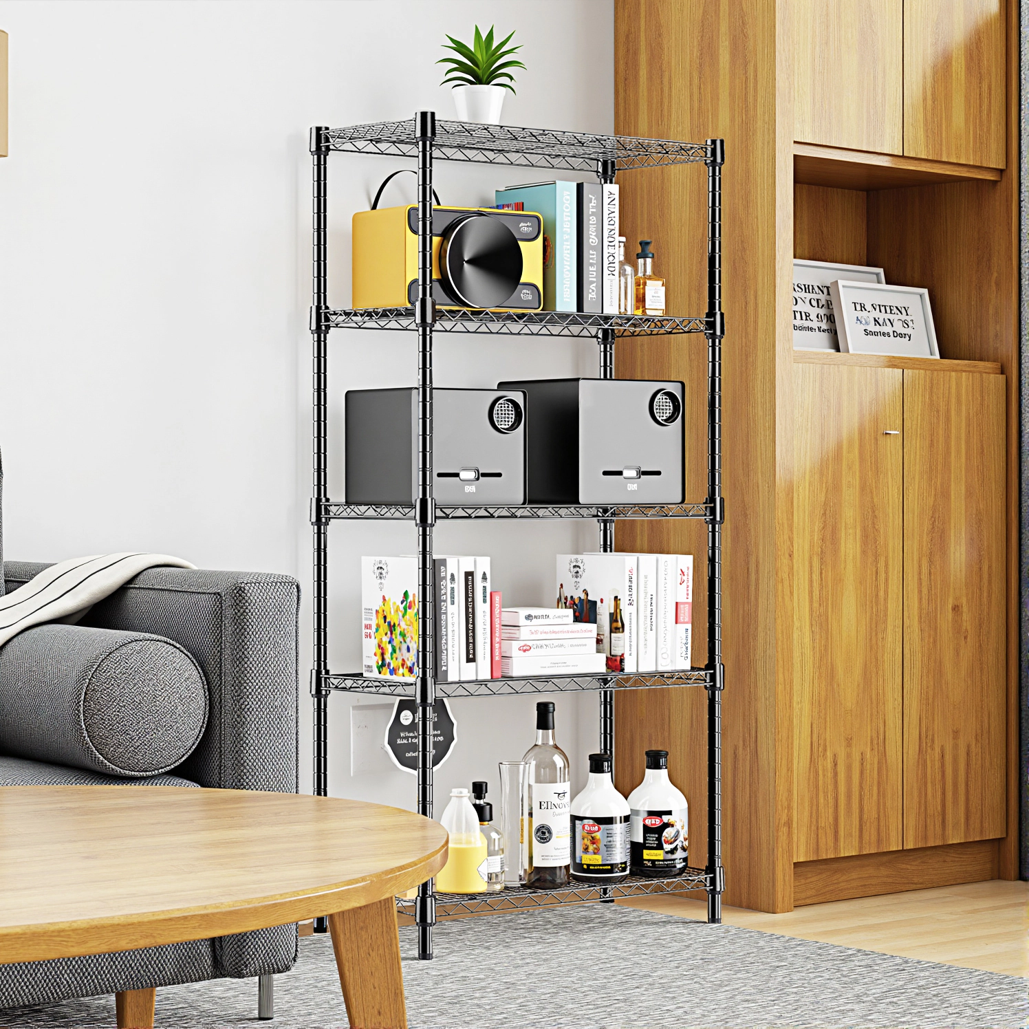 Flynama 5 Tier Chrome Shelving 1250lb Heavy Duty Space Saving Adjustable Storage Rack for Home Kitchen and Office