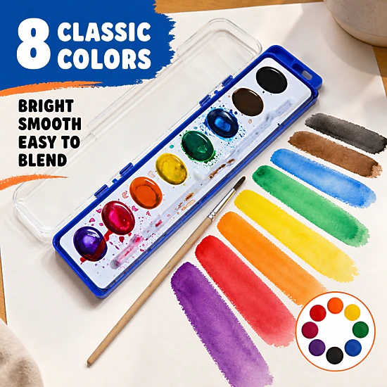 Color Swell Bulk Watercolors, 18 Pack, 8 Colors per Pack