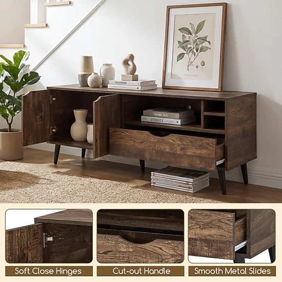 Hivvago Tv Stand For Tvs Up To 65 Inches Rustic Entertainment Center