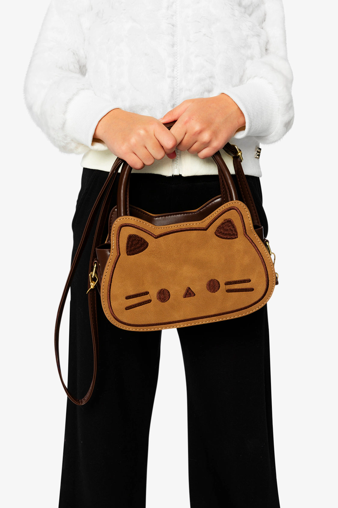 Deux par Deux Girls Quilted Cat Bag with Ears and Shoulder Strap