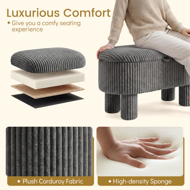 Hivvago 42 Inch Storage Ottoman Bench Corduroy Fabric Upholstered Foot Stool