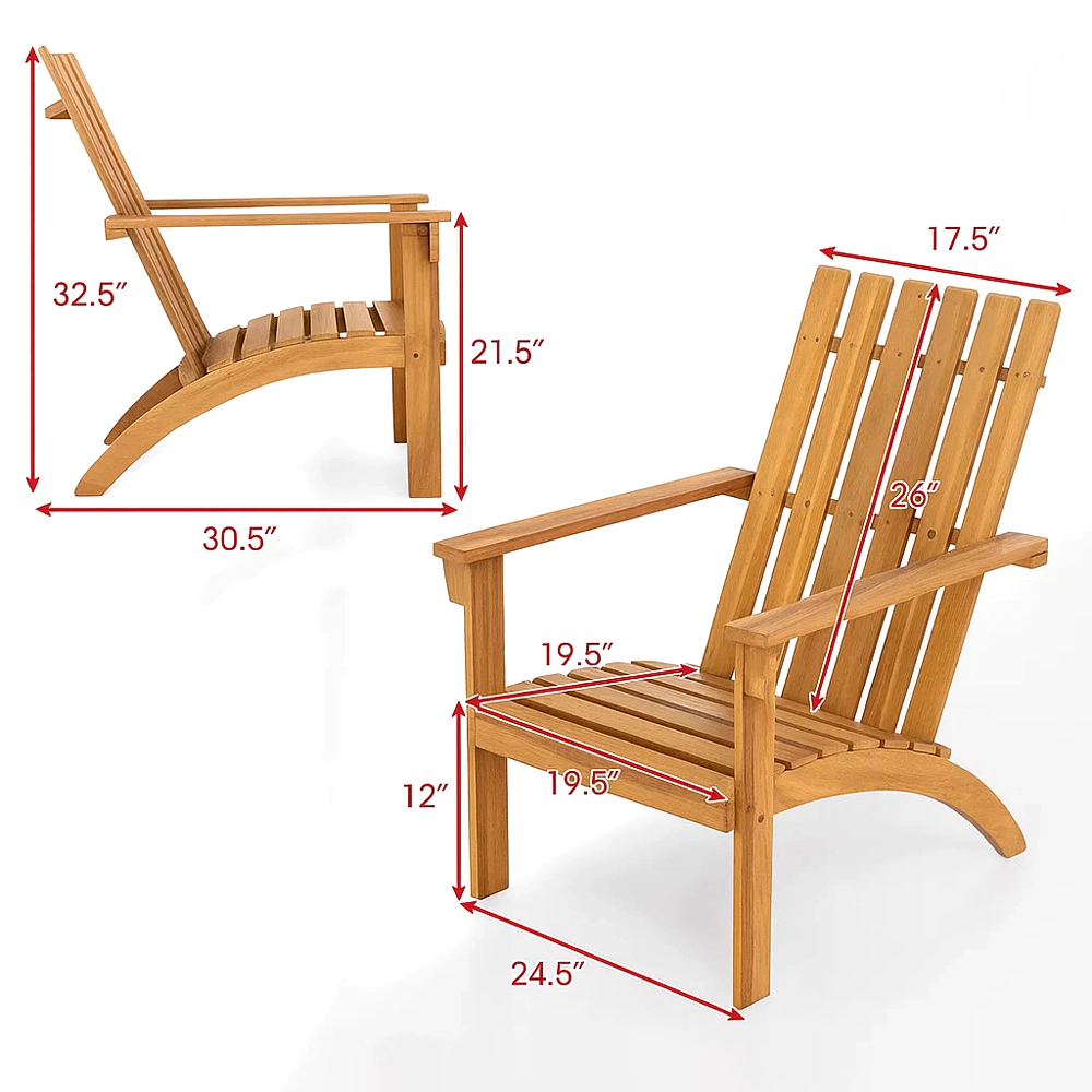 Hivvago Outdoor Acacia Wood Adirondack Chair with Slanted Seat and Tall Backrest for Patio or Porch