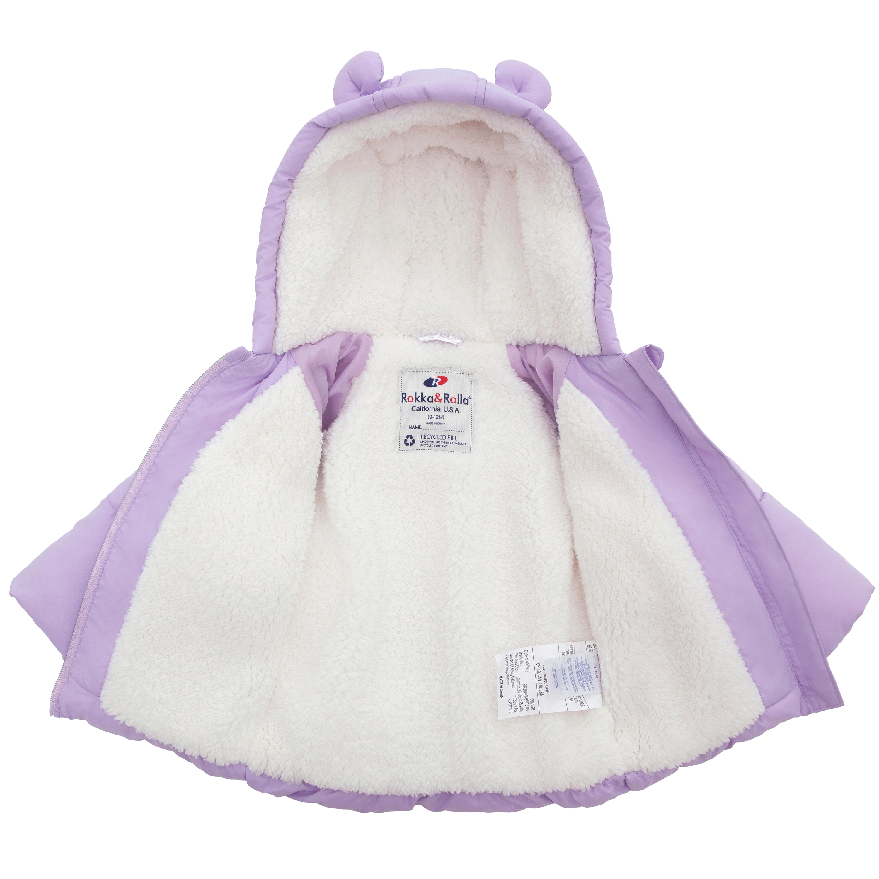 Rokka&Rolla Baby Girls' Borg-Lined Bear Ears Puffer Jacket