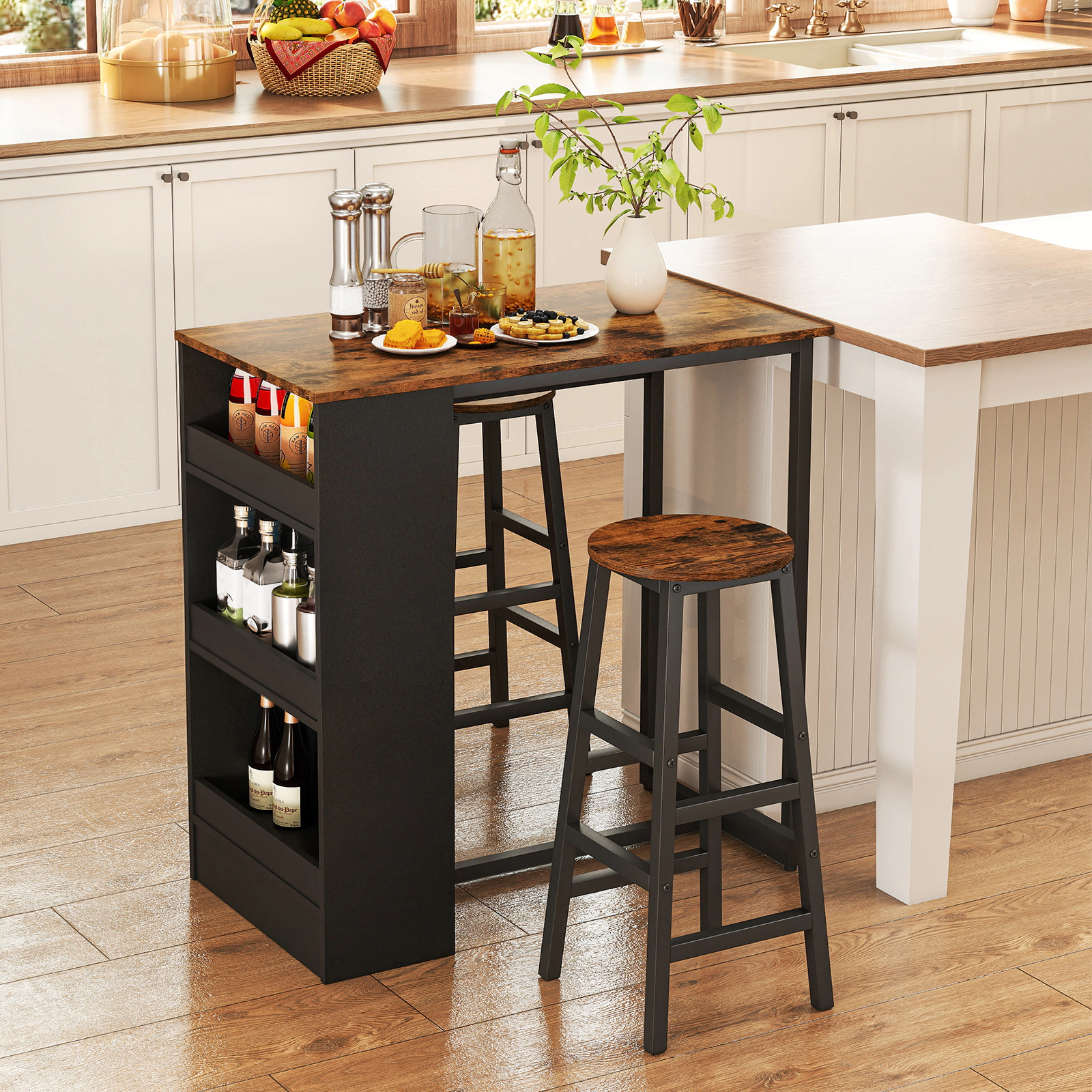 LJG 3 Pieces Bar Table Set with Storage