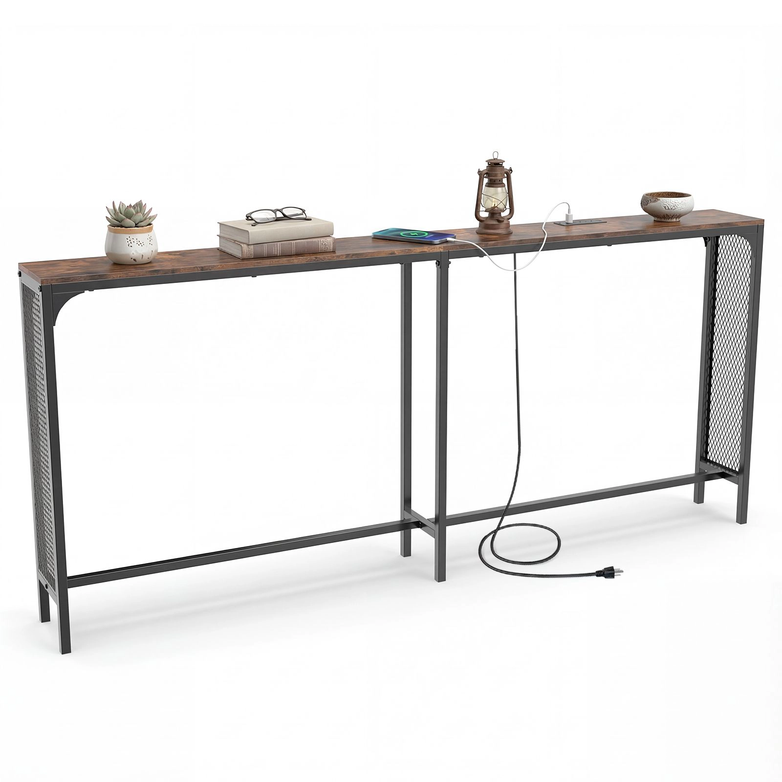 SlickBlue Long Narrow Console Table with Charging Station