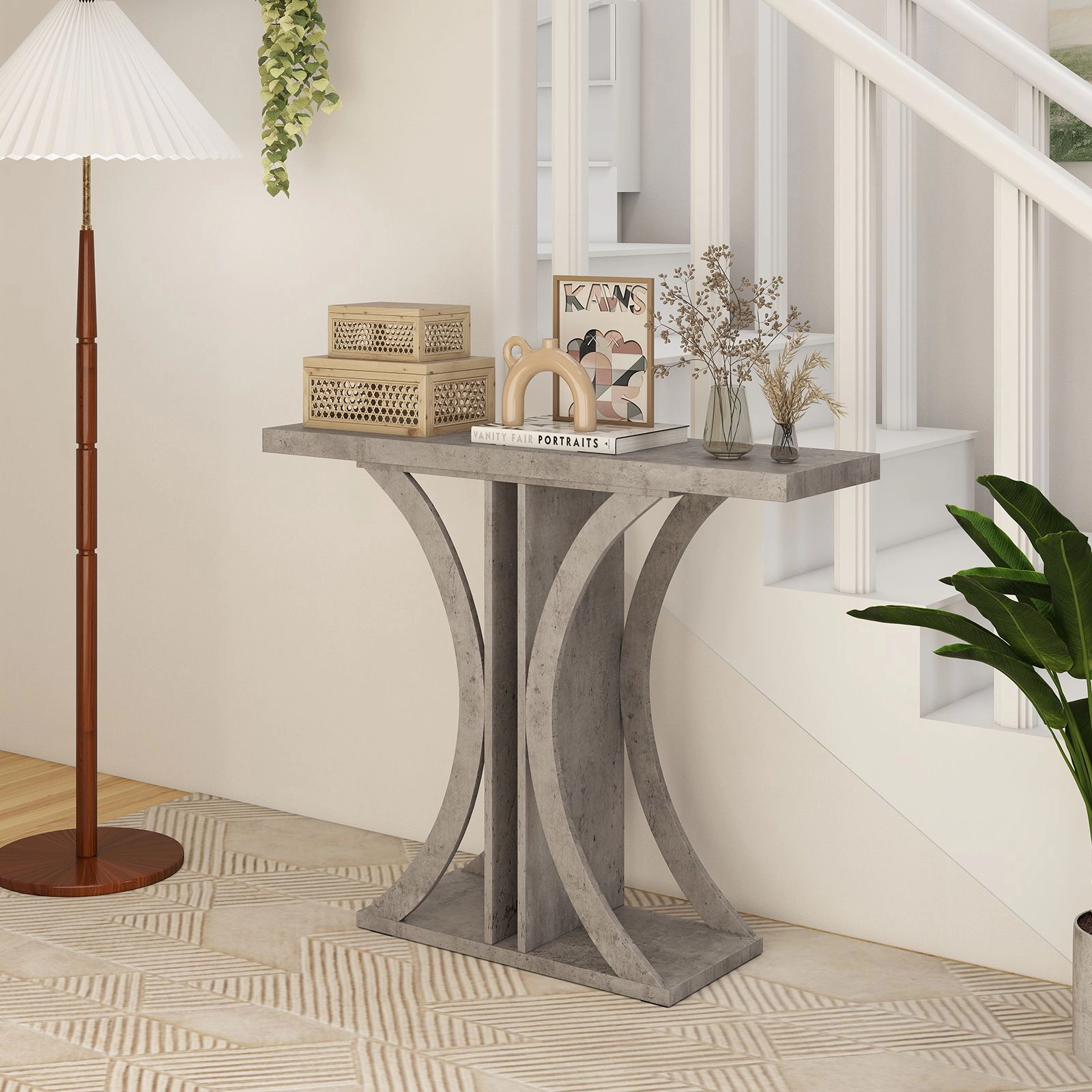 SlickBlue Entryway Console Table with Modern C-Shaped Frame