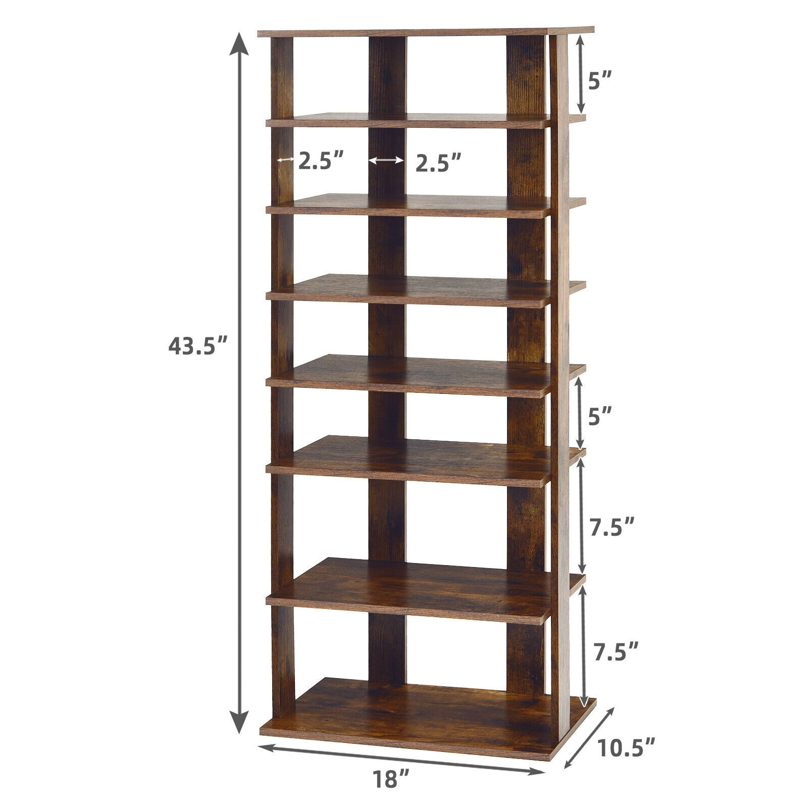 SlickBlue 7 Tier Shoe Storage Rack With Display Shelf, MDF