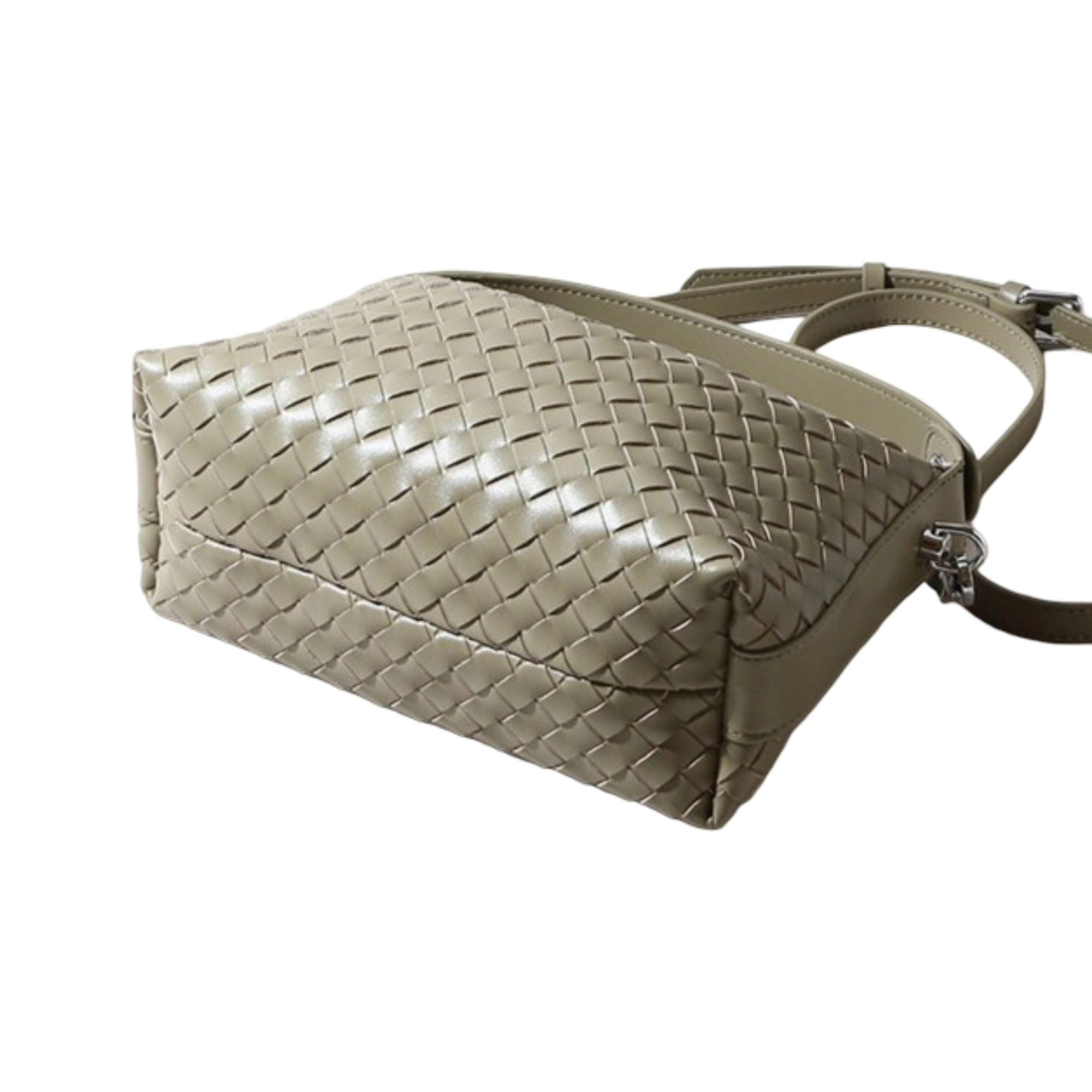 Alilang Women's Woven Leather Shoulder Satchel with Convertible Crossbody Strap and Sculpted Hobo Silhouette