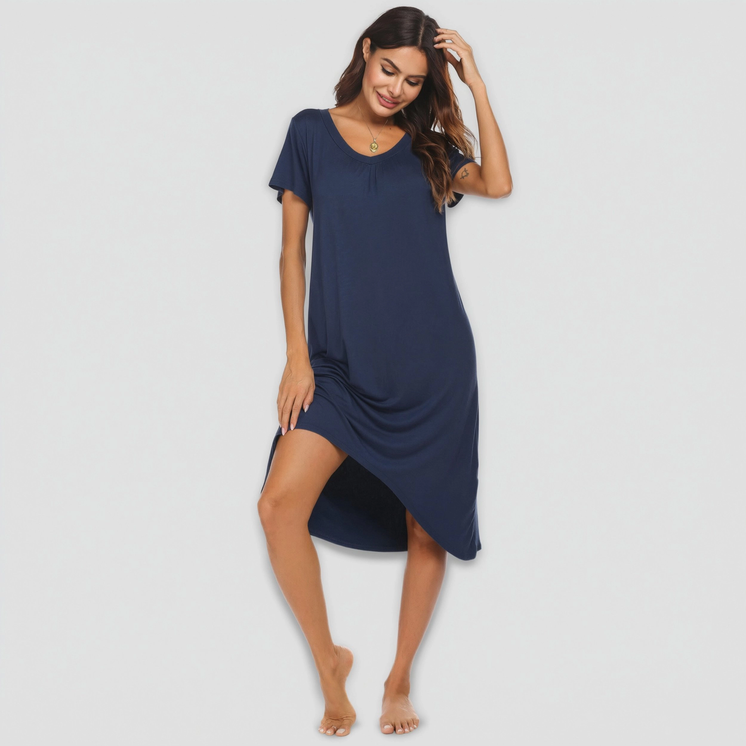 Ekouaer Nightgowns Womens Short Sleeve Sleepwear Comfy Loungewear Plus Night Shirt