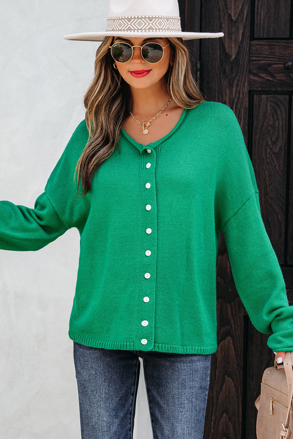 Threaded Pear Women's Evatyn Knit Drop Shoulder Sweater