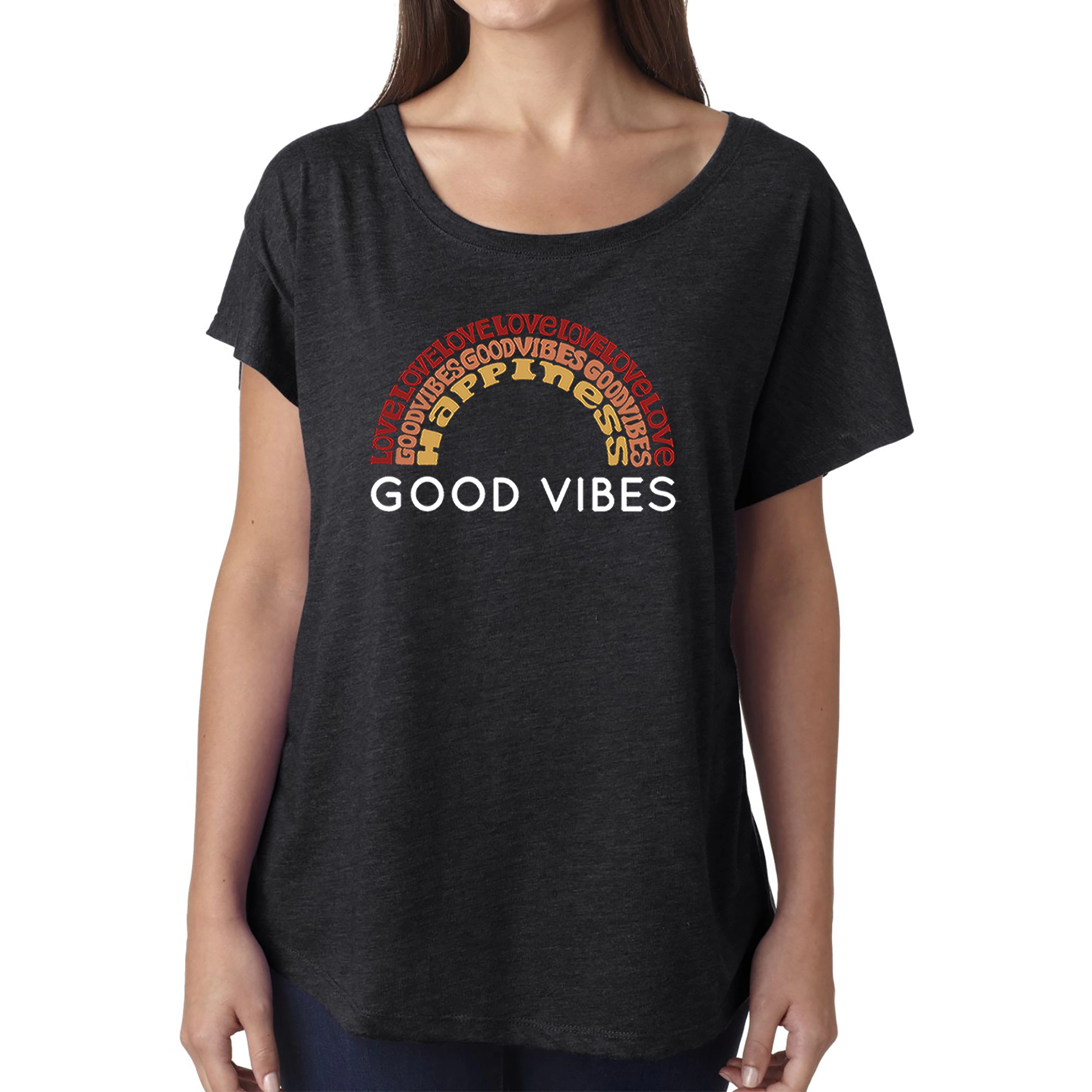 LA Pop Art Women's Dolman Word Shirt - Good Vibes