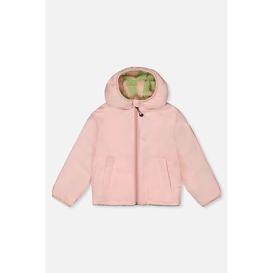 Deux par Deux Girls Sherpa and Water-Resistant Reversible Mid-Season Jacket
