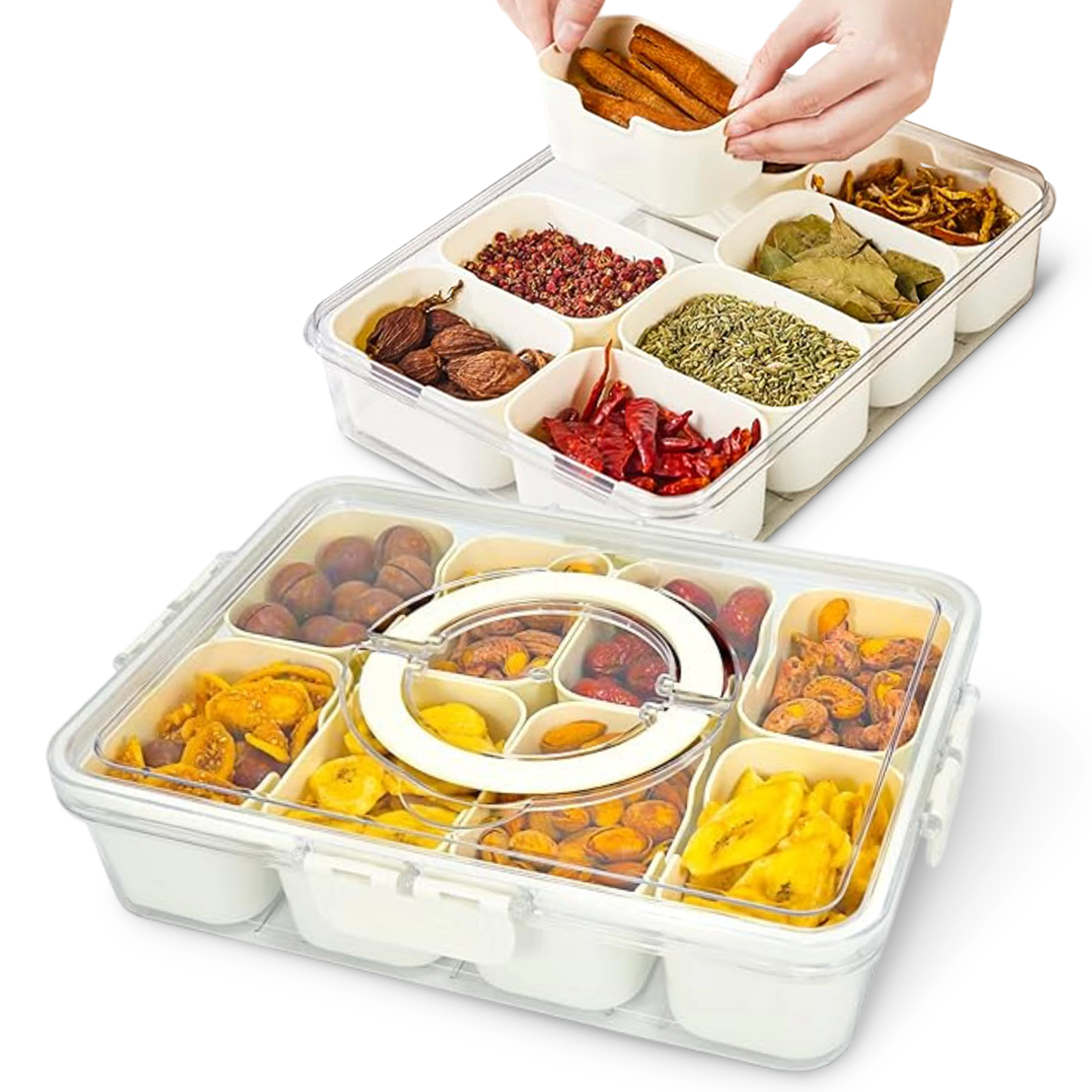 Cheer Collection Airtight Food Storage Container with 8 Removable Baskets and Foldable Handle
