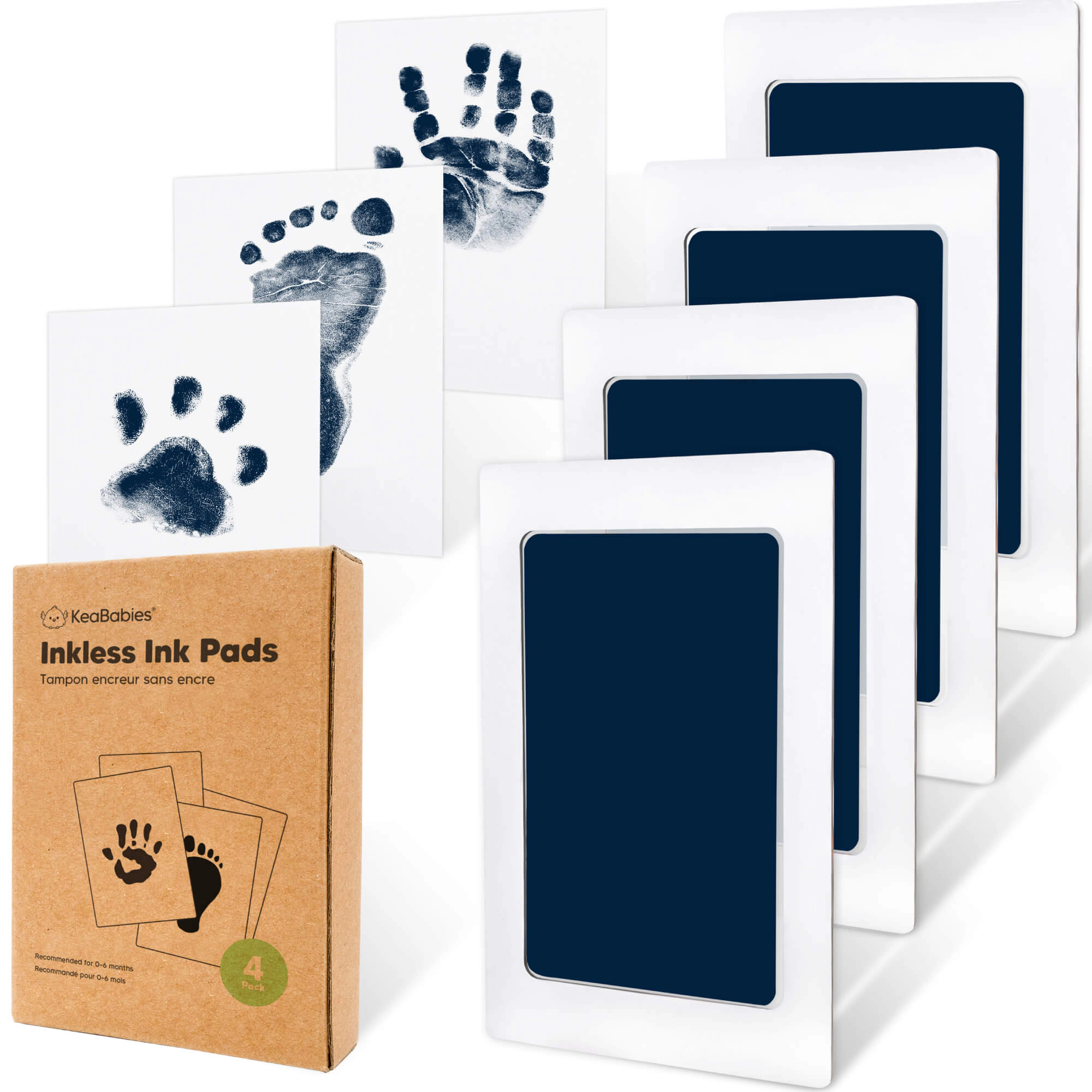 KeaBabies 4-Pack Inkless Ink Pads for Baby Boys, Girls, Regular
